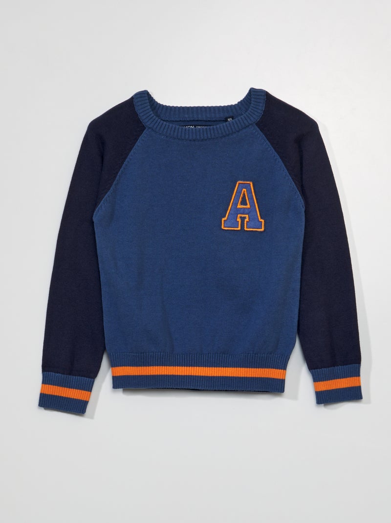 Pull en maille bleu - Kiabi