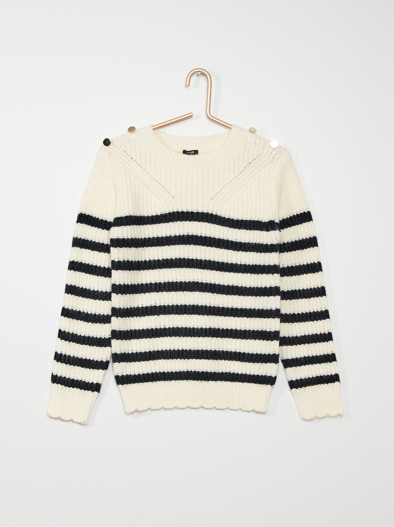 Pull en maille bleu marine - Kiabi