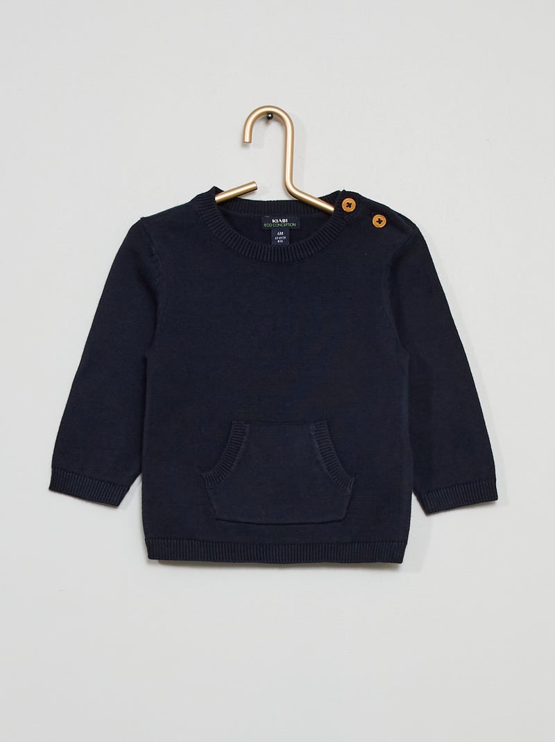 Pull en maille bleu marine - Kiabi