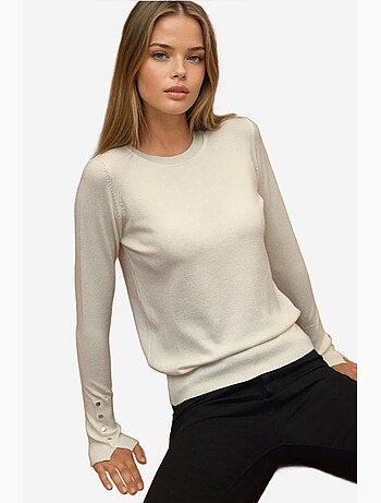 Pull en maille boutonnée à col rond hiccup