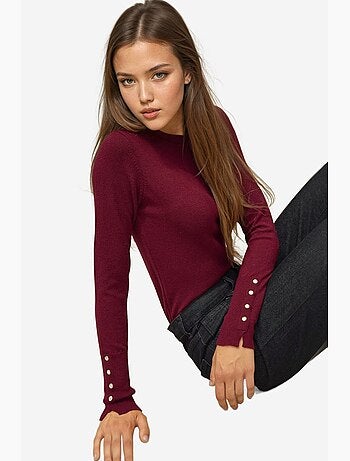 Pull en maille boutonnée à col rond hiccup