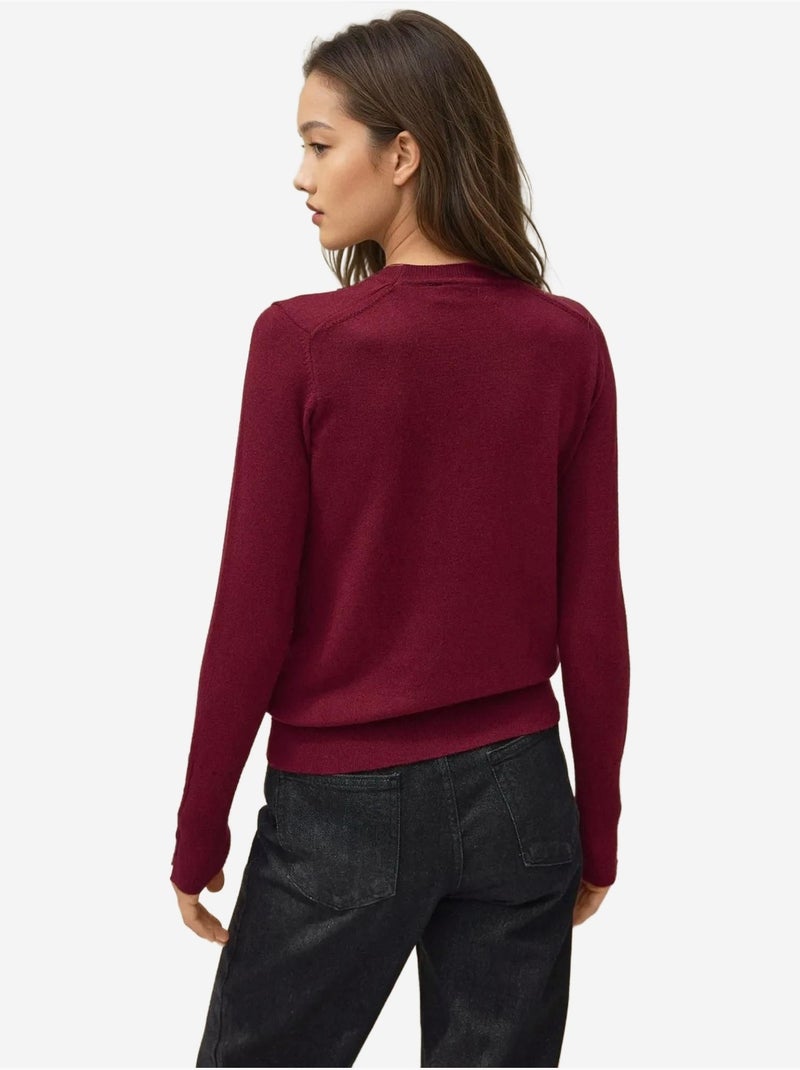 Pull en maille boutonnée à col rond hiccup Rouge bordeaux - Kiabi