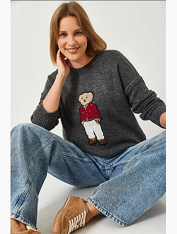 Pull en maille brodé teddy lucci