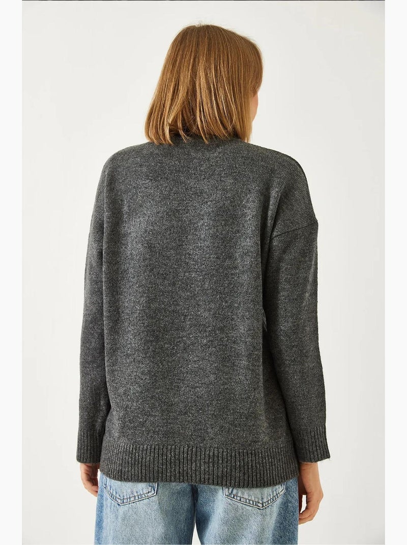 Pull en maille brodé teddy lucci Gris foncé - Kiabi