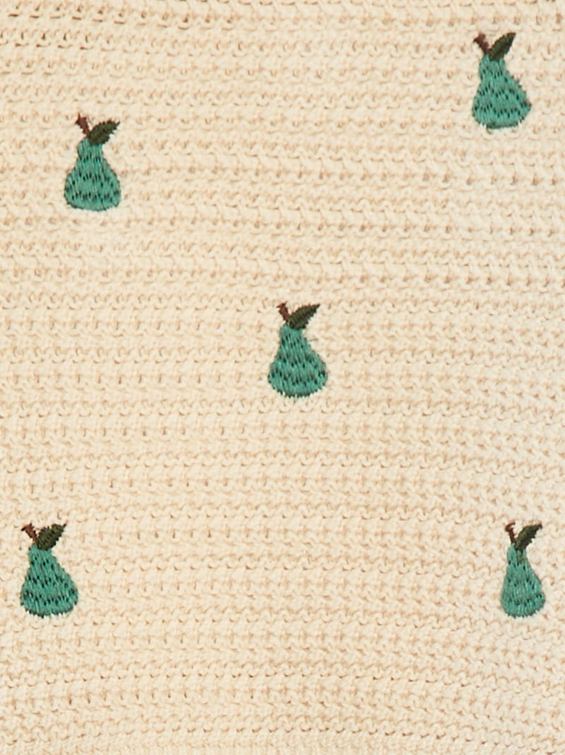 Pull en maille broderies 'poire' Blanc - Kiabi