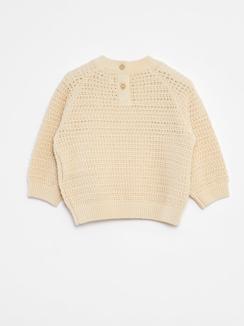 Pull en maille broderies 'poire' Blanc - Kiabi