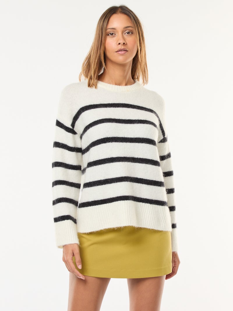 Pull en maille chaude Blanc - Kiabi