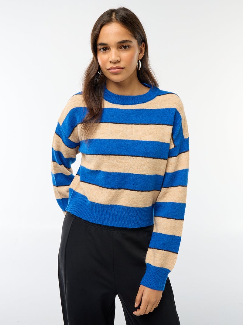 Pull en maille chaude col rond Beige - Kiabi