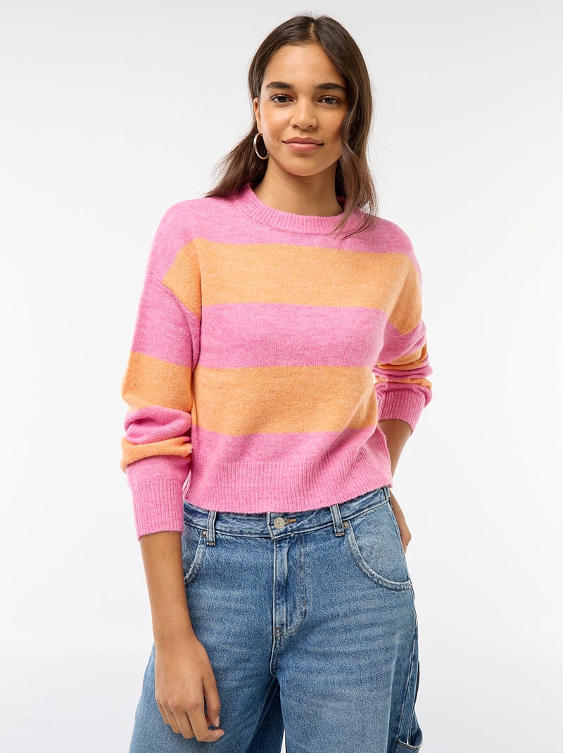 Pull Col Rond Fille Gap - 100% Coton Rose - Taille 10-11 Ans - Manches Longues