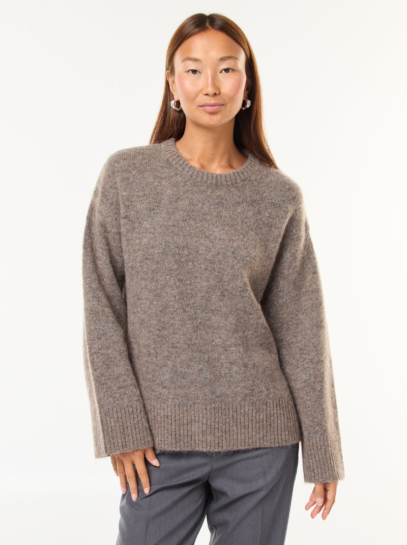 Pull en maille chaude Marron - Kiabi