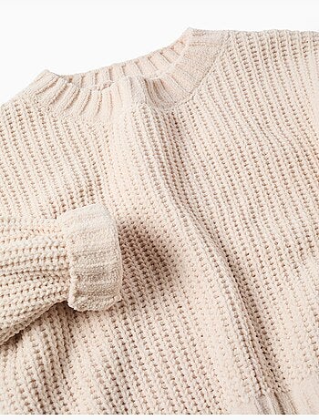 Pull en maille chenille à épaules tombantes