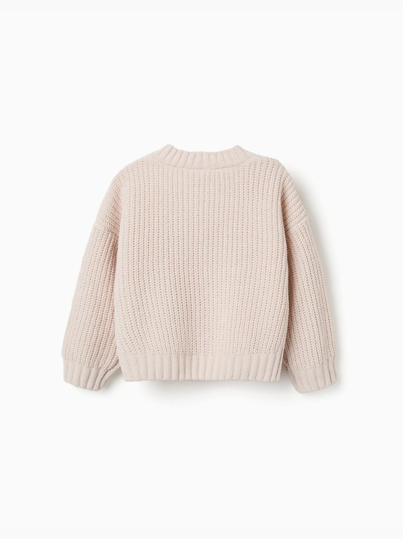 Pull en maille chenille à épaules tombantes Blanc - Kiabi