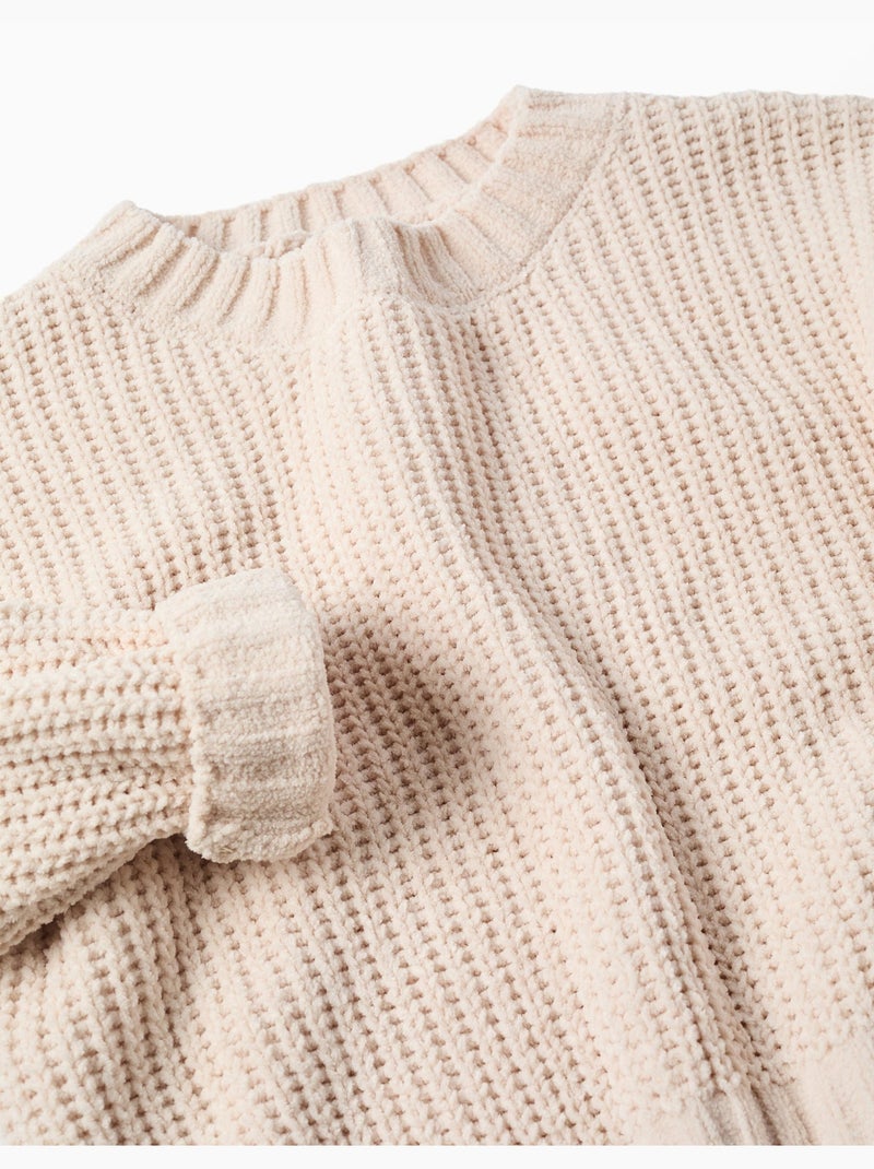 Pull en maille chenille à épaules tombantes Blanc - Kiabi
