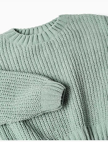 Pull en maille chenille à épaules tombantes
