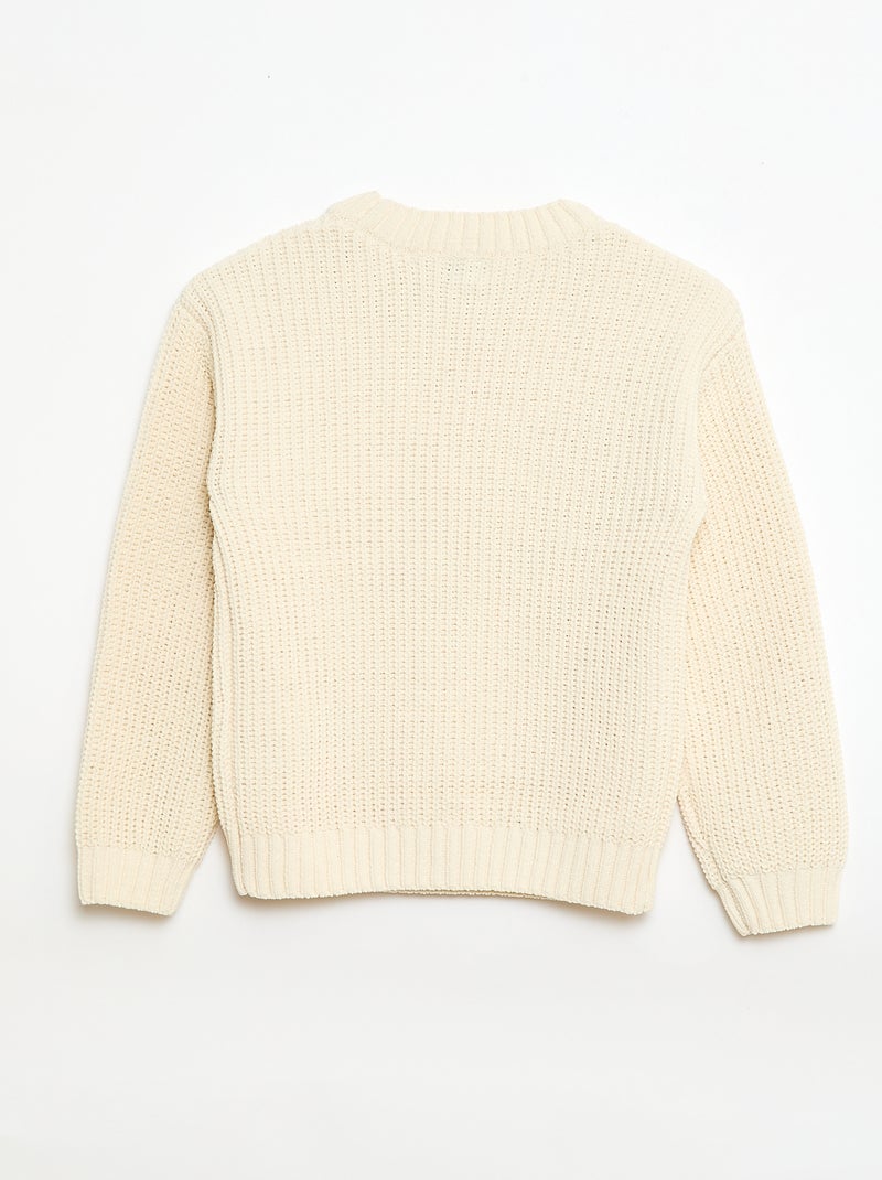 Pull en maille chenille Blanc - Kiabi