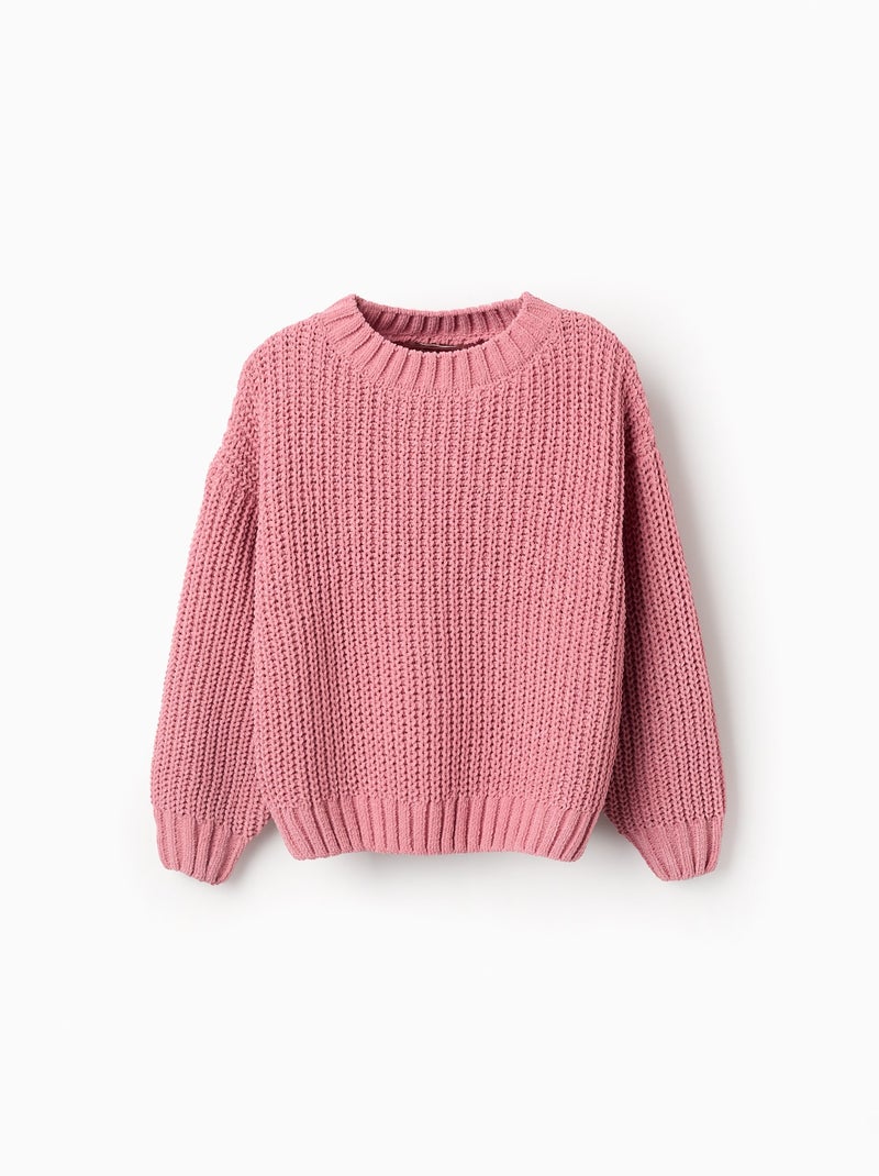 Pull en Maille Chenille Rose - Kiabi