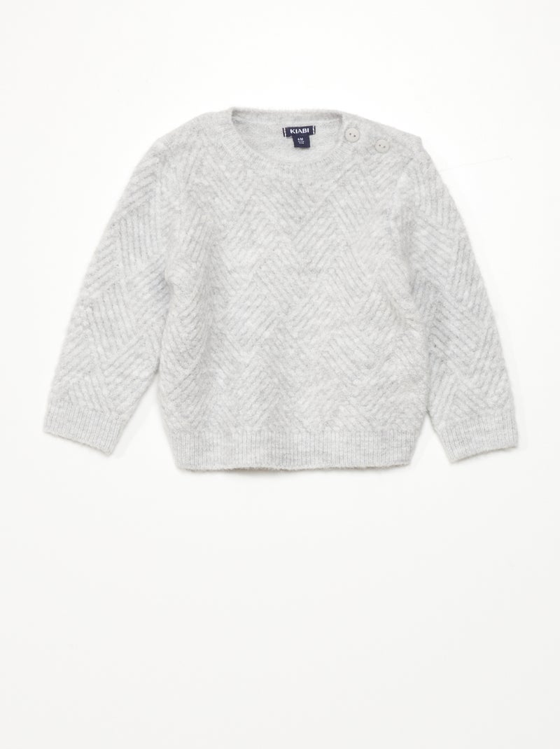 Pull en maille chevrons Gris - Kiabi