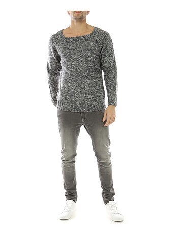 Pull en maille chiné col rond large