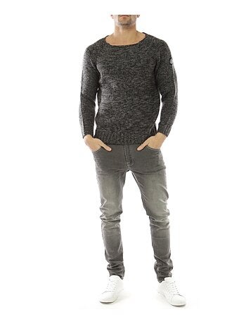 Pull en maille chiné col rond large