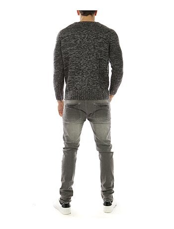 Pull en maille chiné col rond large