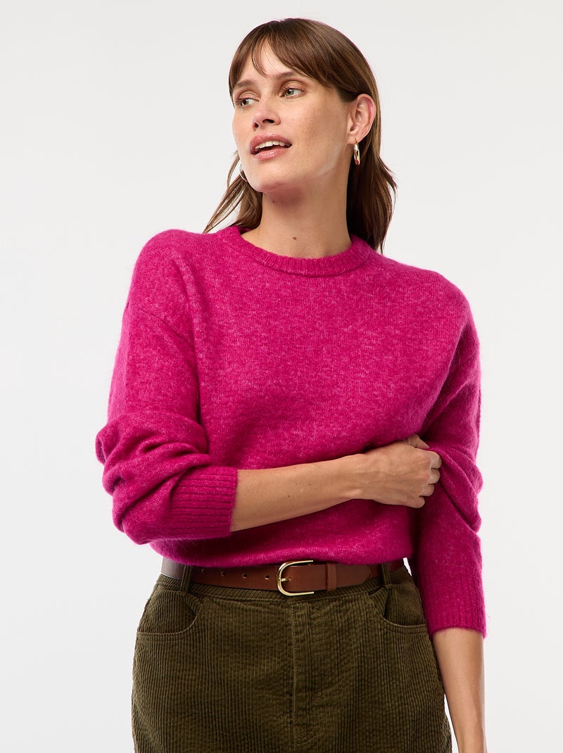 Pull en maille chinée colorée Rose - Kiabi
