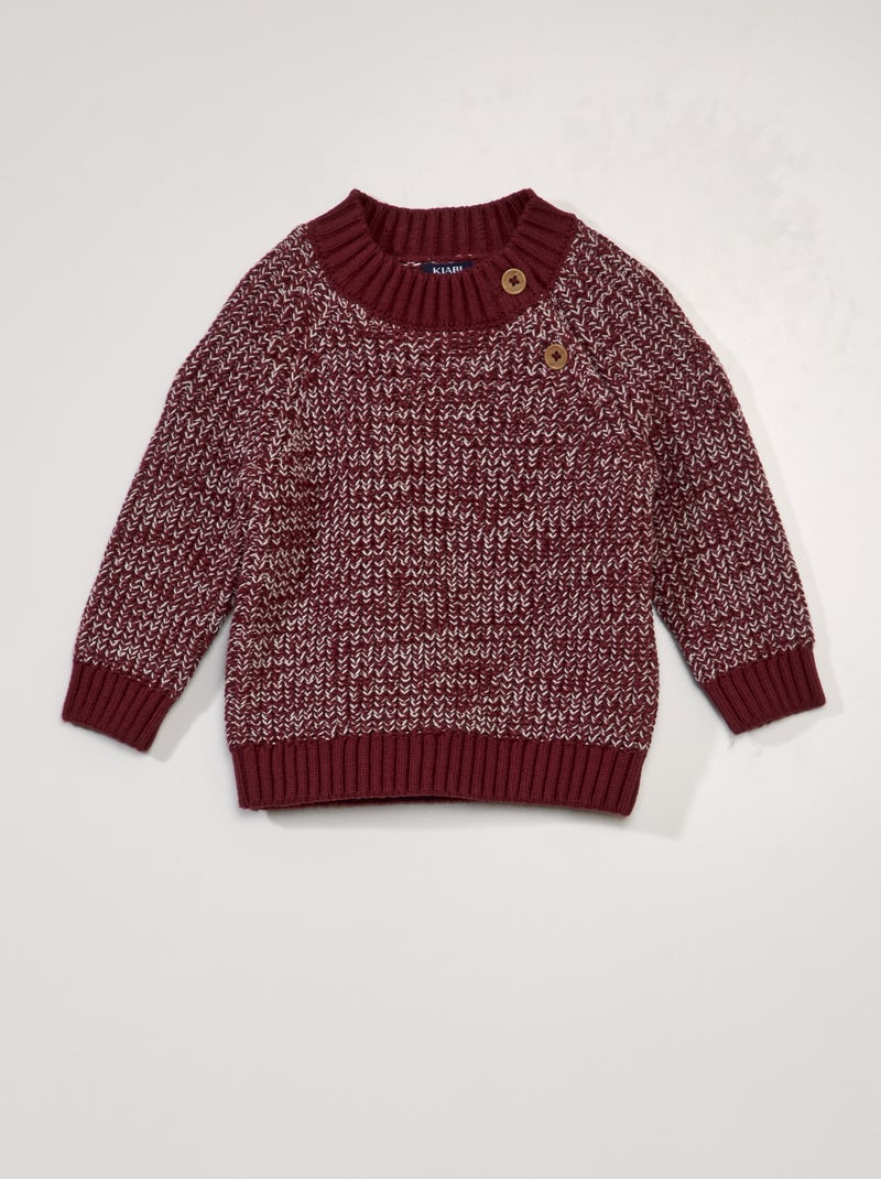 Pull en maille chinée Rouge - Kiabi