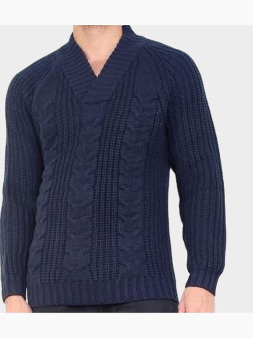 Pull en maille col chale - Kiabi