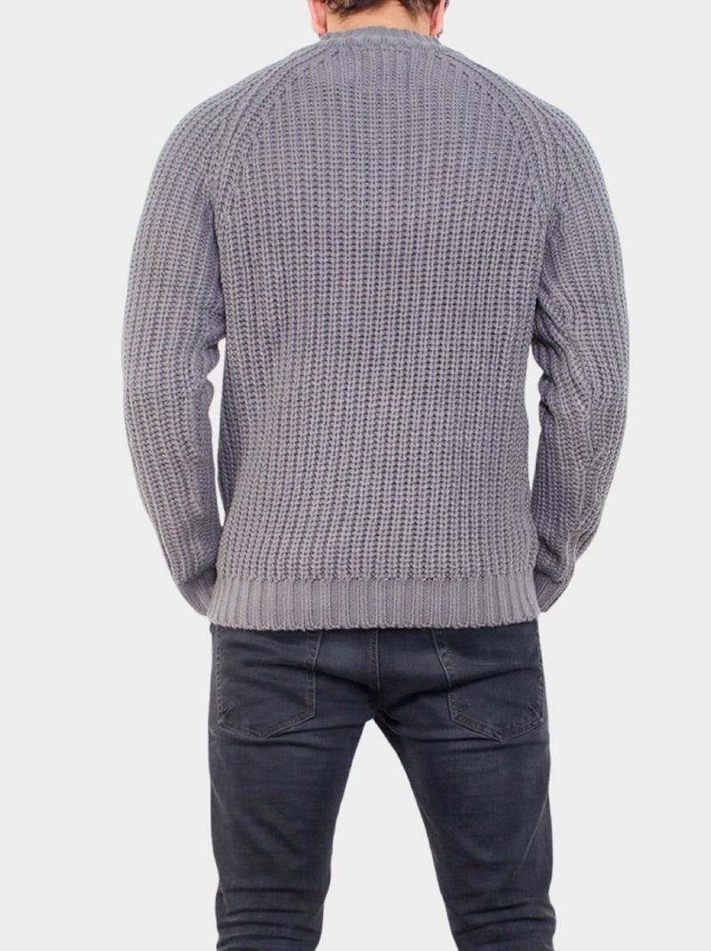Pull en maille col chale Gris - Kiabi