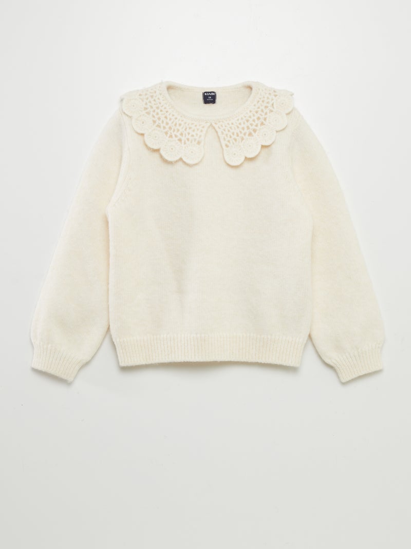 Pull en maille col claudine Beige - Kiabi