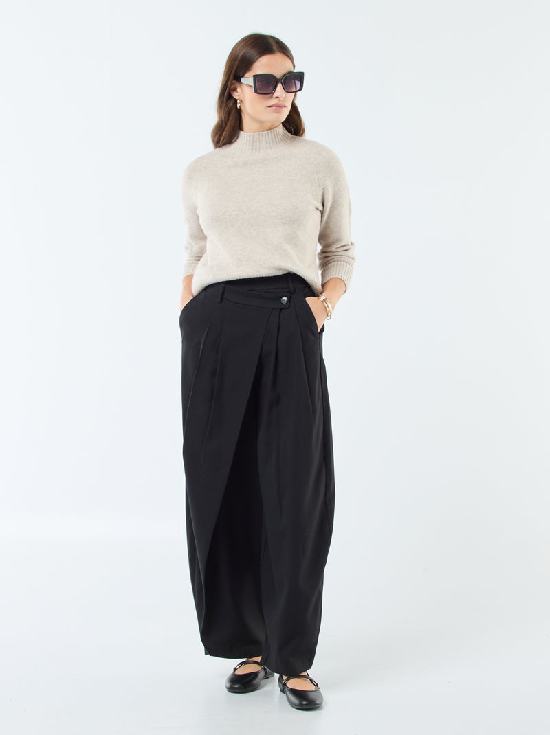 Pull en maille col montant Beige - Kiabi