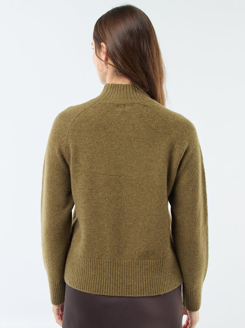Pull en maille col montant - Kaki - Femme - 10.80€ - Kiabi