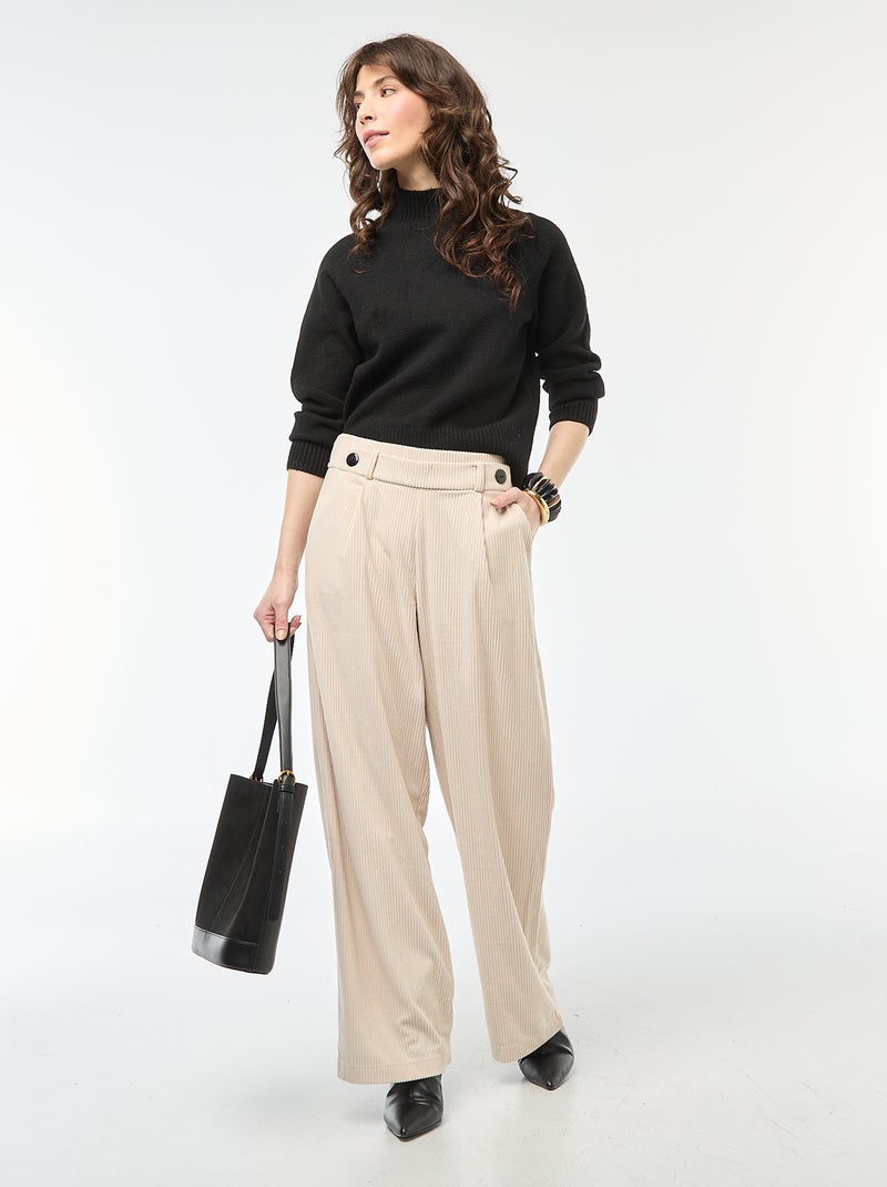Pull en maille col montant Noir - Kiabi