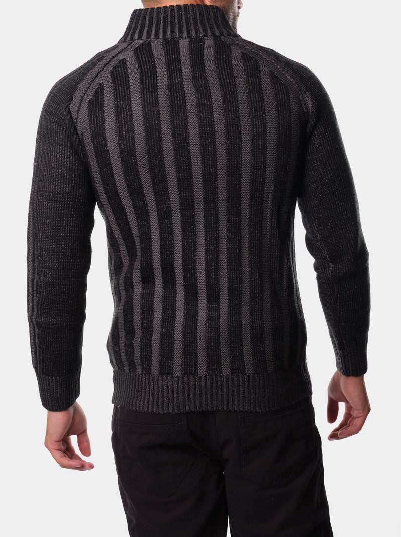 Pull en maille col montant Noir - Kiabi