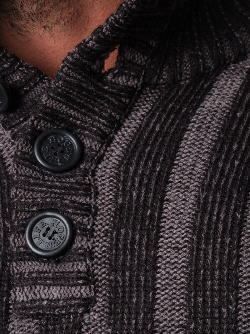 Pull en maille col montant Noir - Kiabi