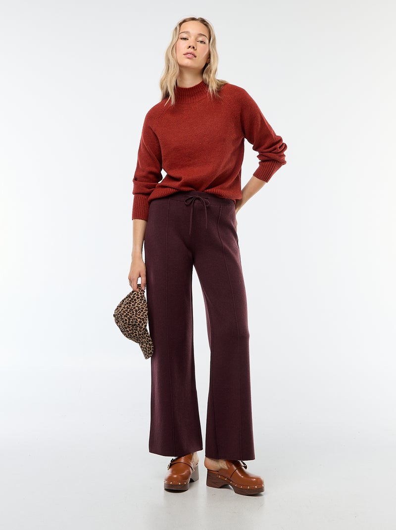 Pull en maille col montant Orange - Kiabi