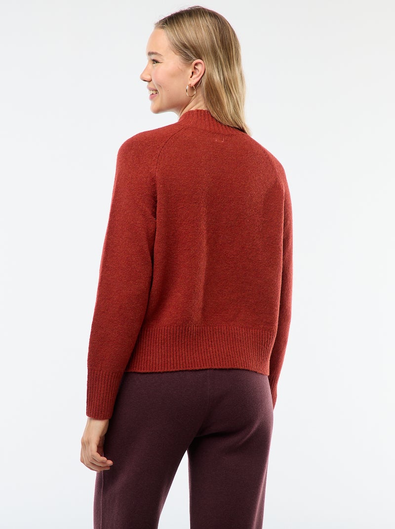Pull en maille col montant Orange - Kiabi
