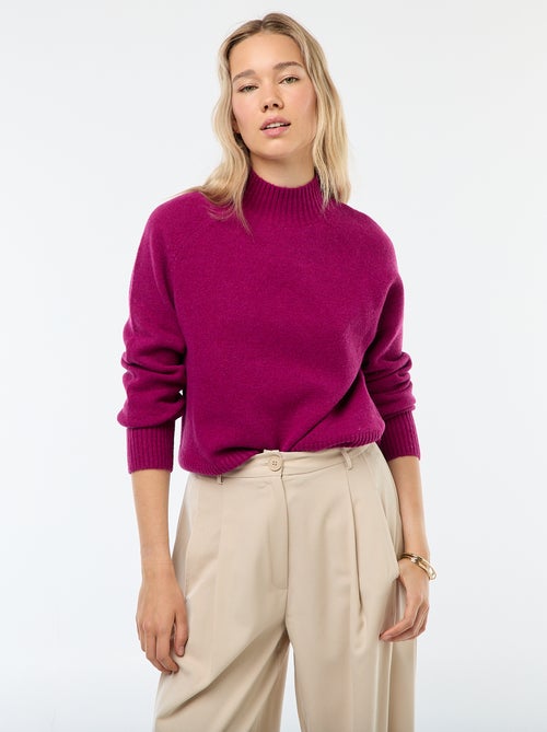 Pull en maille col montant - Kiabi