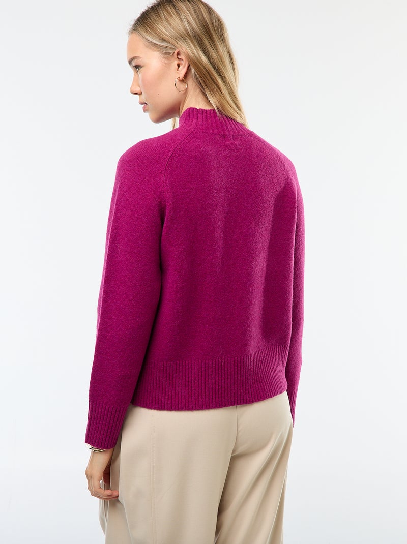 Pull en maille col montant Violet - Kiabi