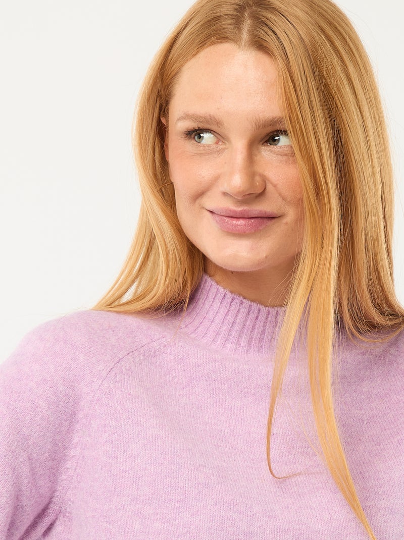 Pull en maille col montant Violet - Kiabi