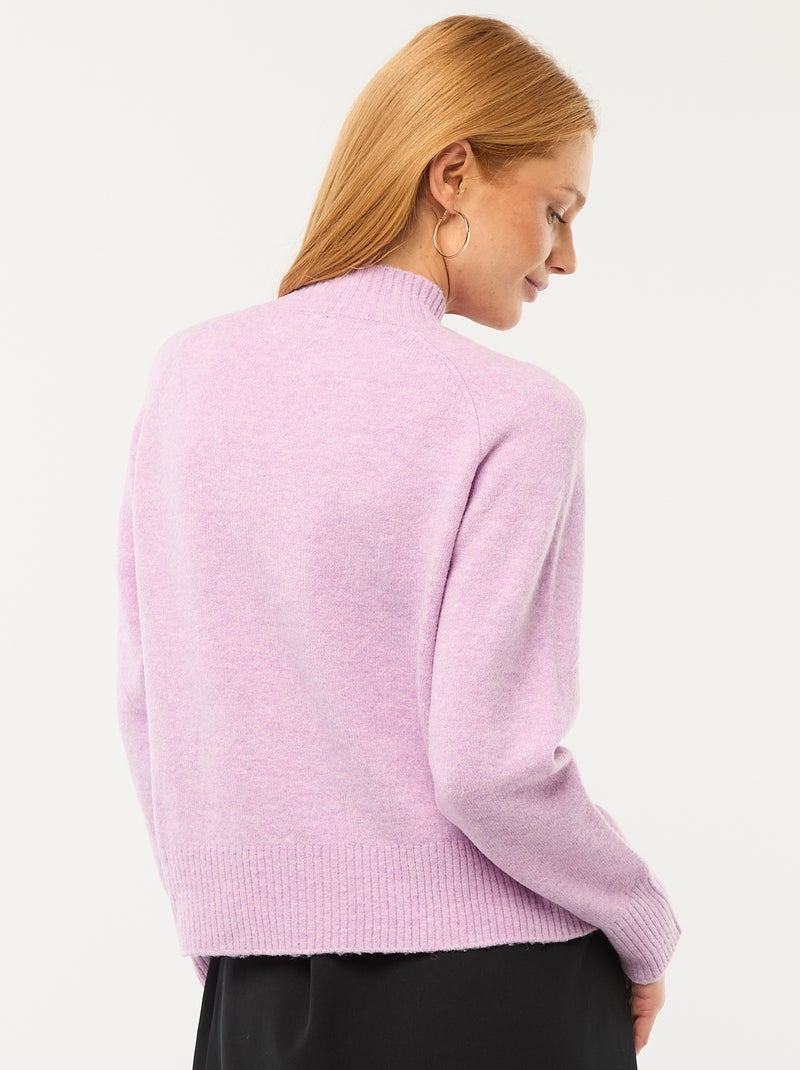 Pull en maille col montant Violet - Kiabi