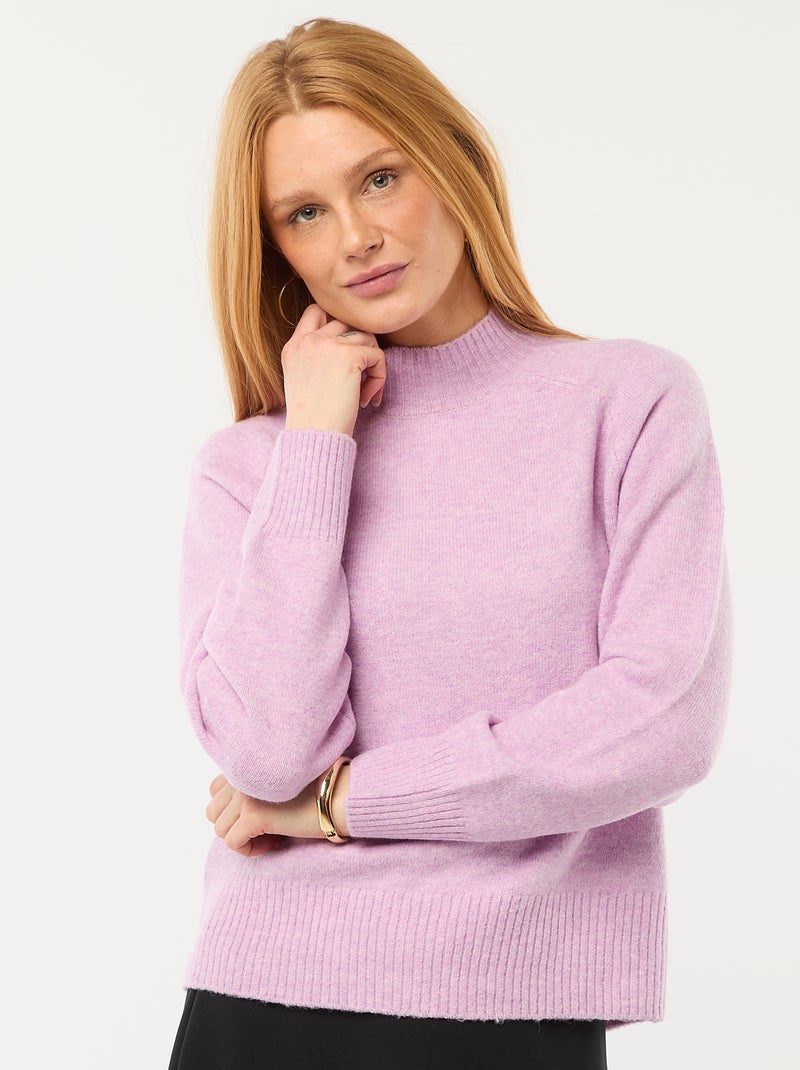 Pull violet col v - Cozette Lille