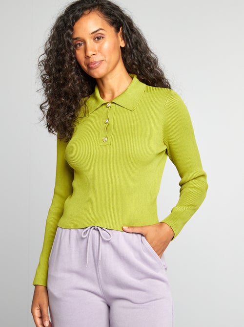 Pull en maille col polo - Kiabi