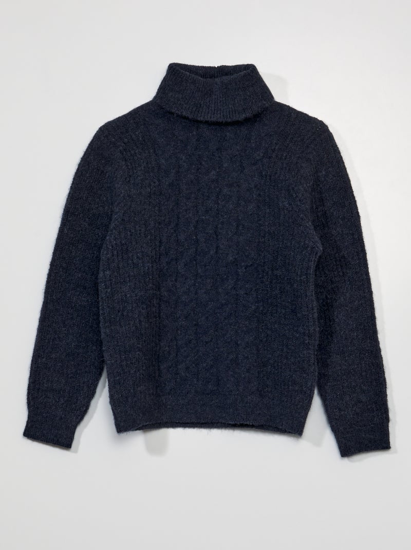 Pull en maille col roulé Bleu - Kiabi