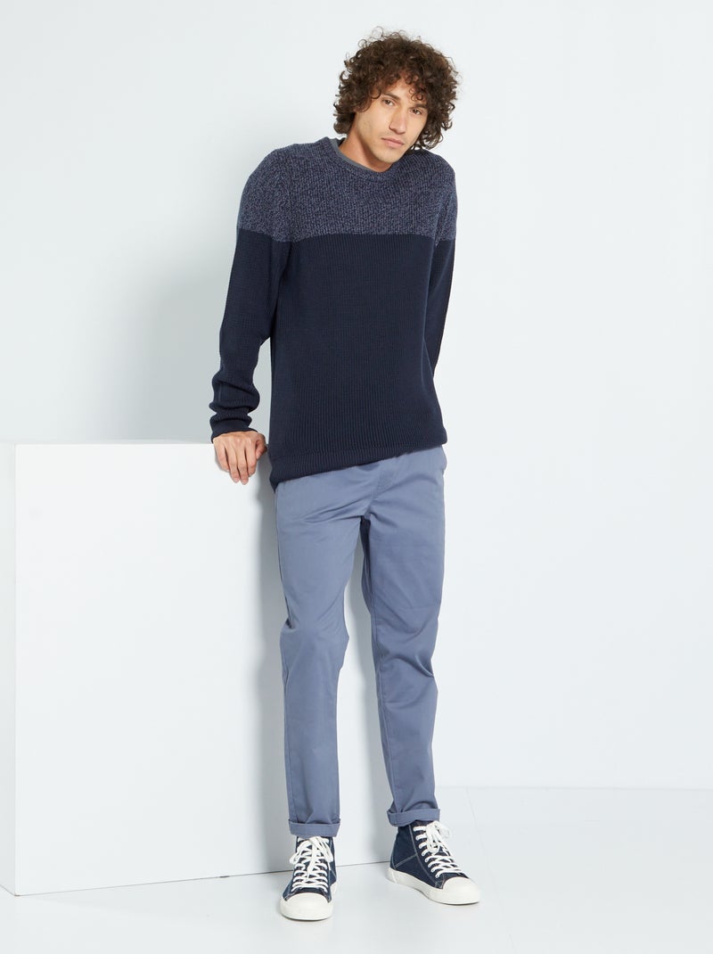 Pull en maille 'color-block' BLEU - Kiabi