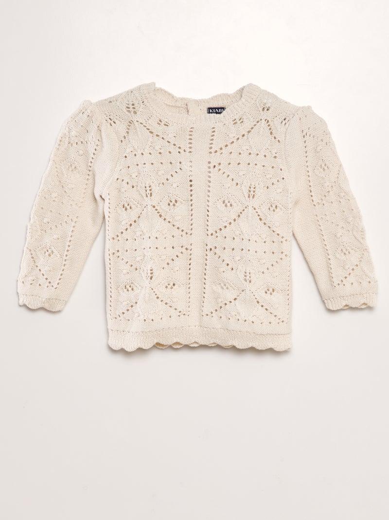 Pull en maille compact fantaisie Blanc - Kiabi