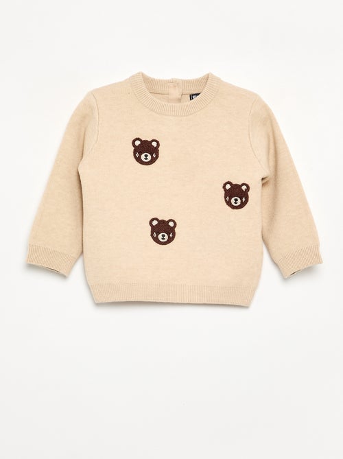 Pull en maille compacte avec broderies animaux - Kiabi Pull en maille compacte avec broderies animaux - Kiabi