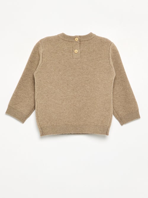 Pull en maille compacte avec broderies animaux - Kiabi