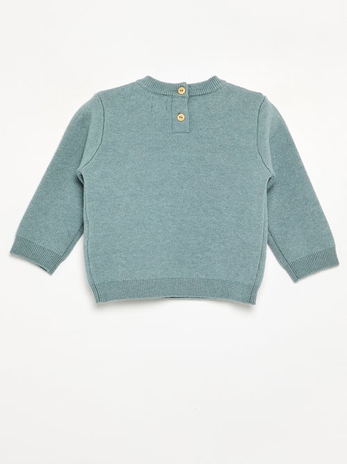 Pull en maille compacte avec broderies animaux - Kiabi