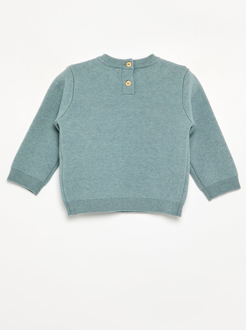Pull en maille compacte avec broderies animaux Bleu - Kiabi
