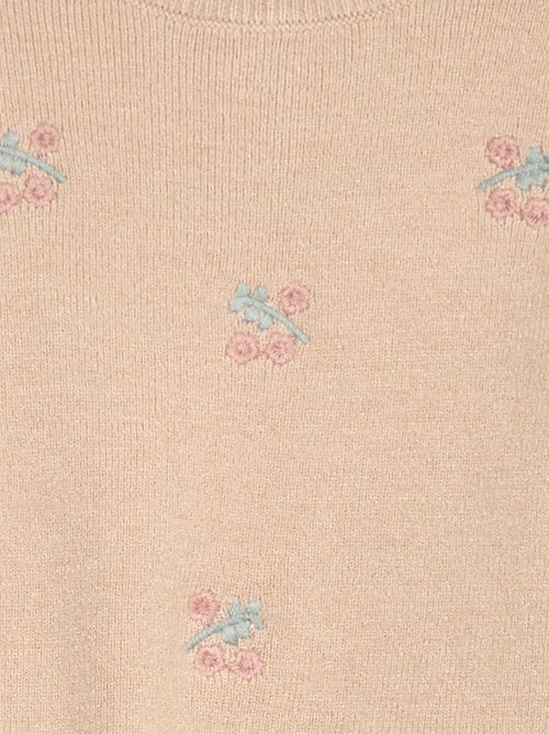 Pull en maille compacte avec broderies - Kiabi